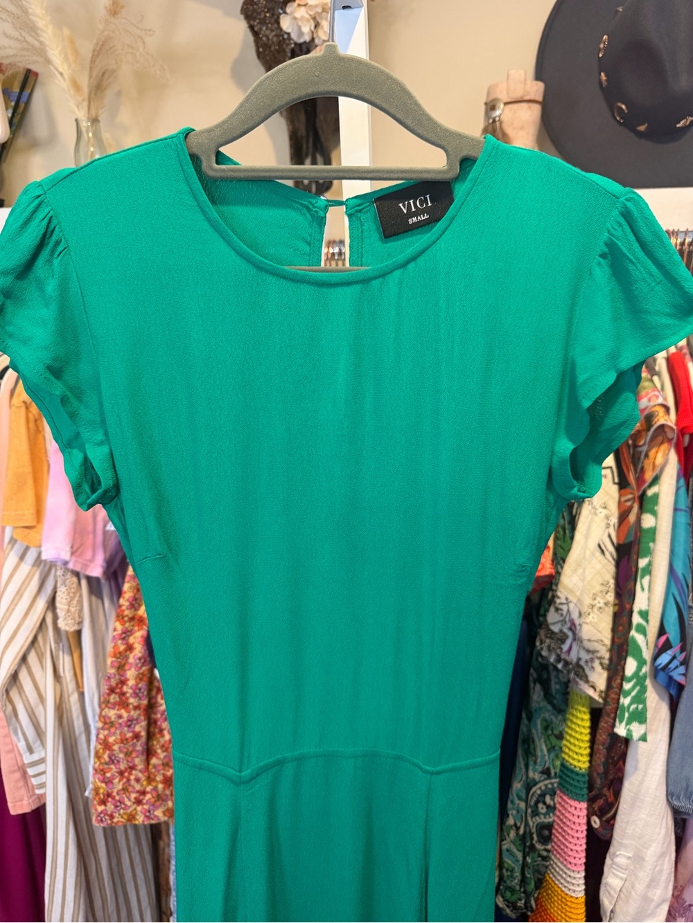 NWOT Vici Green Back Cutout Midi Dress - Picture 5 of 8